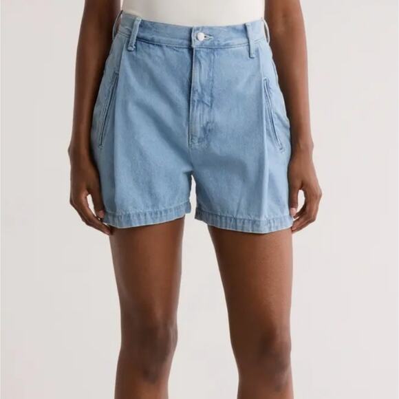 NWT Etica Max Pleated High Waisted Denim Shorts - Tailored Trouser - Anthro 29 - Picture 2 of 9